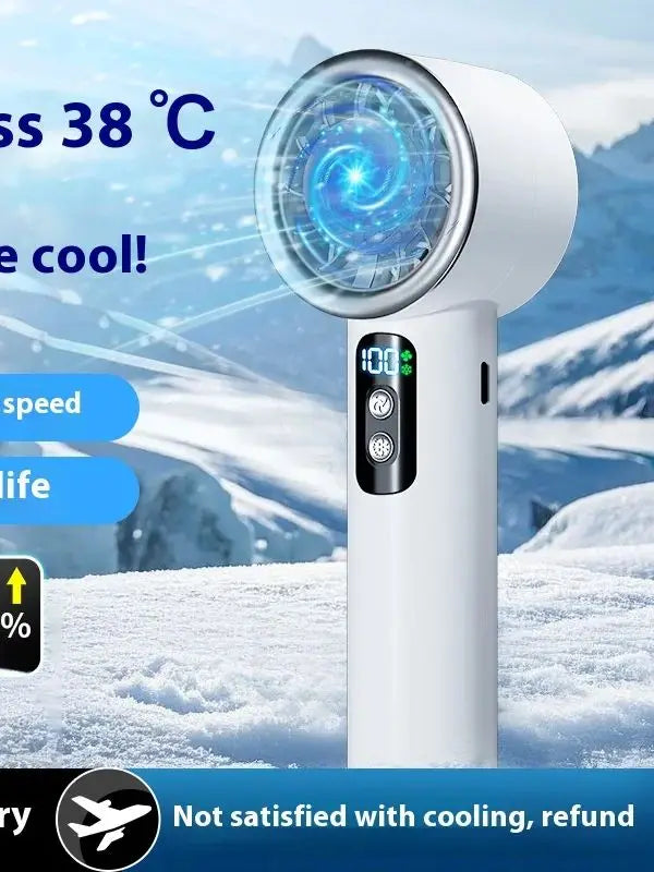 Portable Handheld Turbo Fan – 3-Speed Mini Personal Cooling Fan with Ice Compress Function